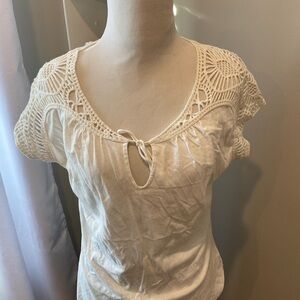 Elegant Off-White Crochet Women's Top